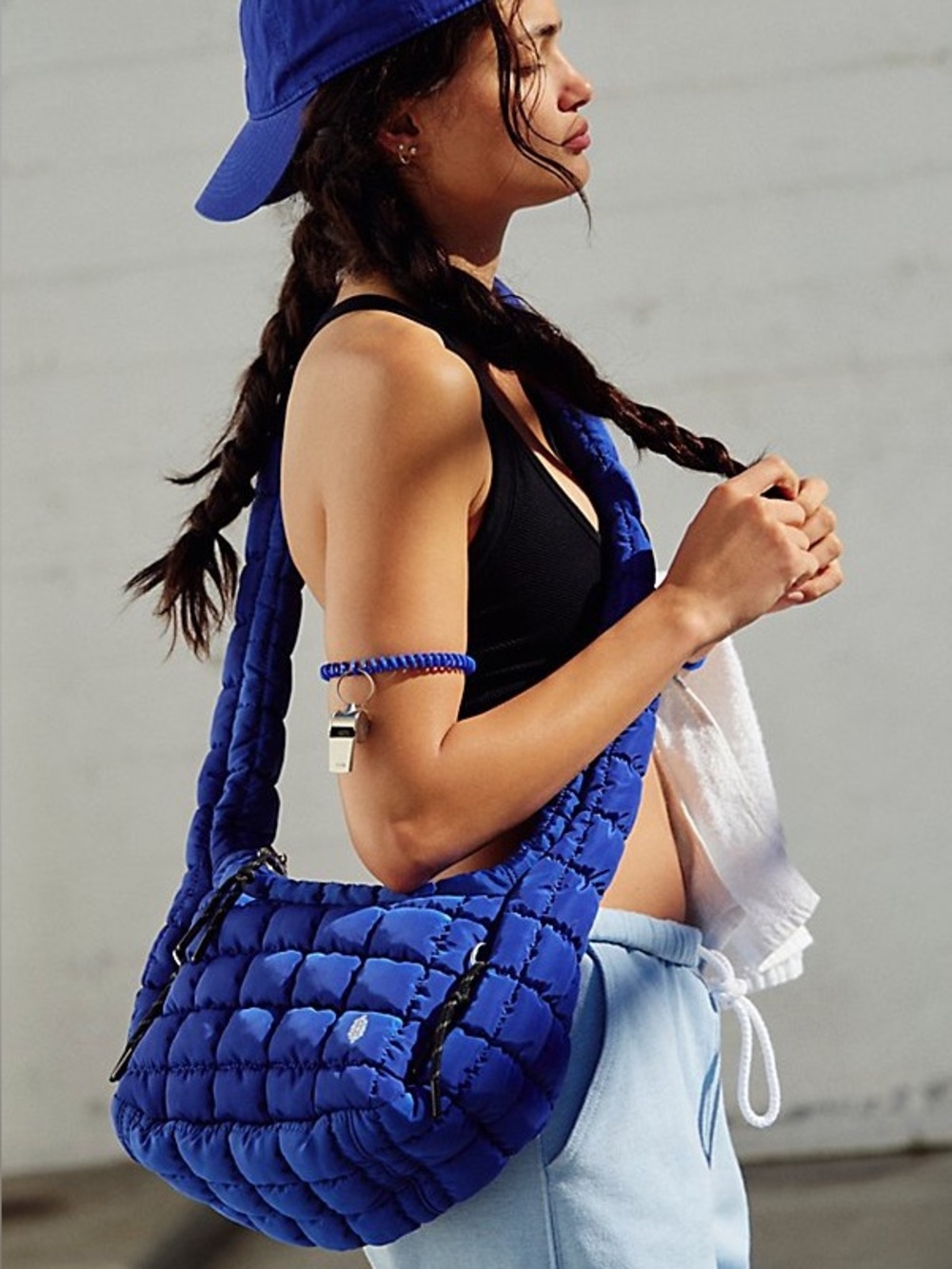 NWT FREE PEOPLE MOVEMENT Quilted Baby Carryall Sling Bag | Athletic Blue $58